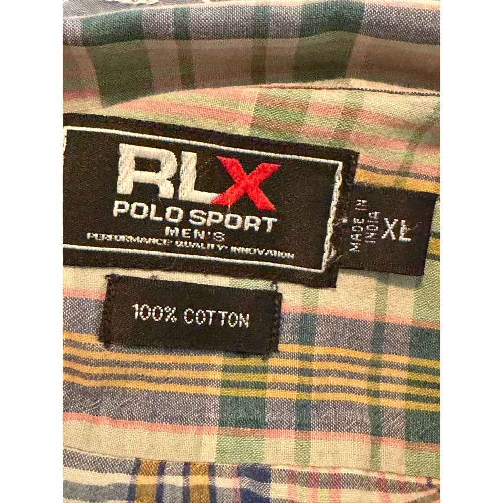 RLX Polo Sport‎ Mens XL Plaid Button Down Shirt Short Sleeve Cotton Multi-Color - Picture 7 of 7